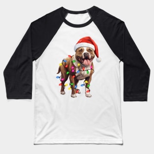 Christmas Staffordshire Bull Terrier Baseball T-Shirt